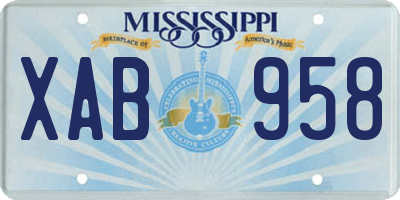 MS license plate XAB958