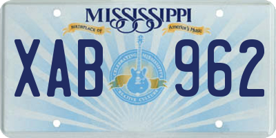 MS license plate XAB962