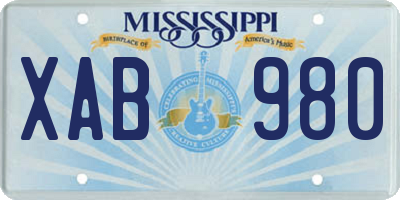 MS license plate XAB980