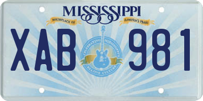 MS license plate XAB981