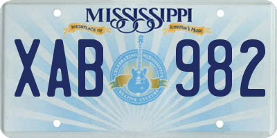 MS license plate XAB982