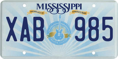 MS license plate XAB985