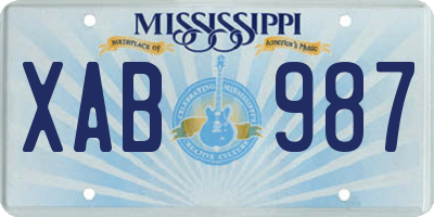 MS license plate XAB987