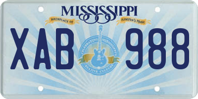 MS license plate XAB988