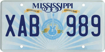 MS license plate XAB989