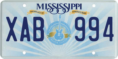 MS license plate XAB994