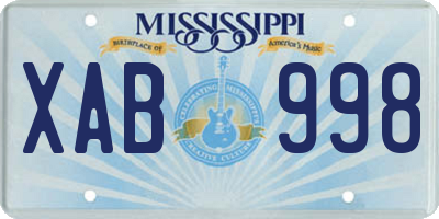 MS license plate XAB998