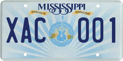 MS license plate XAC001