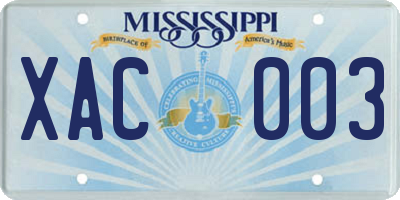 MS license plate XAC003