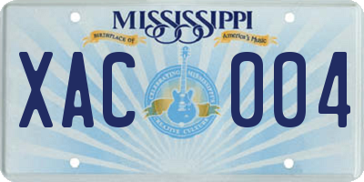 MS license plate XAC004