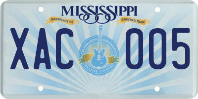 MS license plate XAC005