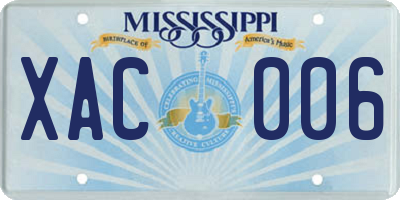 MS license plate XAC006
