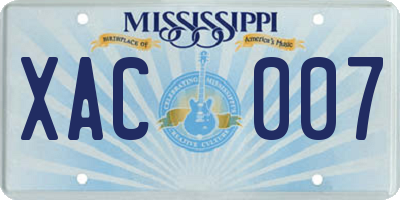 MS license plate XAC007