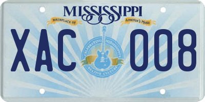 MS license plate XAC008
