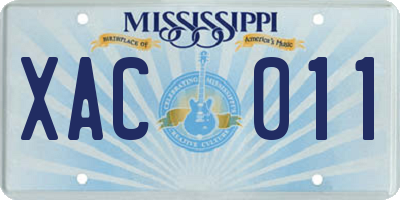MS license plate XAC011
