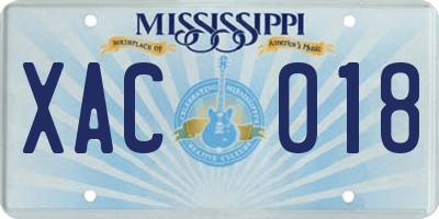 MS license plate XAC018