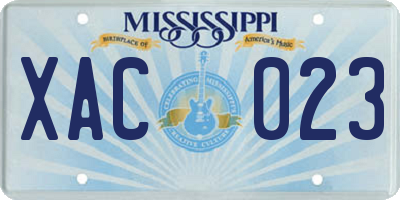 MS license plate XAC023