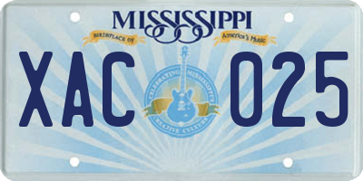 MS license plate XAC025