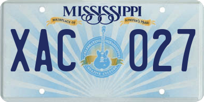 MS license plate XAC027