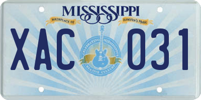 MS license plate XAC031