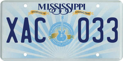 MS license plate XAC033