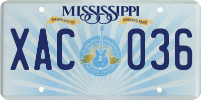 MS license plate XAC036