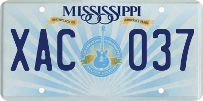 MS license plate XAC037