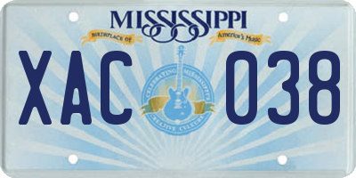 MS license plate XAC038