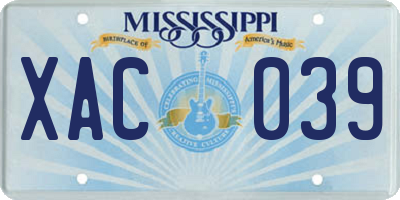 MS license plate XAC039