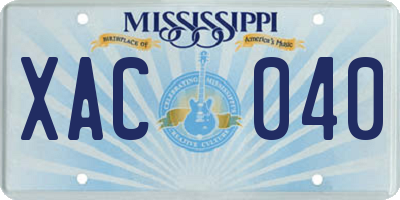 MS license plate XAC040