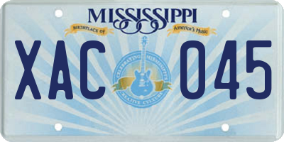 MS license plate XAC045