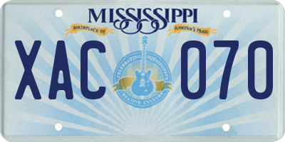 MS license plate XAC070