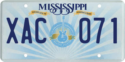 MS license plate XAC071