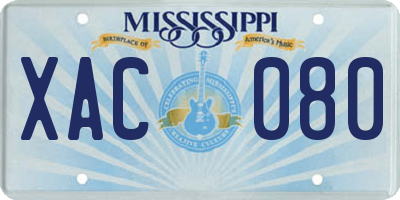 MS license plate XAC080
