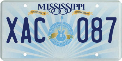 MS license plate XAC087