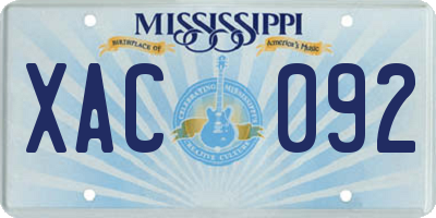 MS license plate XAC092