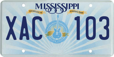 MS license plate XAC103