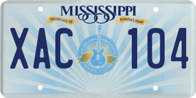 MS license plate XAC104