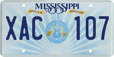 MS license plate XAC107