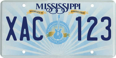 MS license plate XAC123