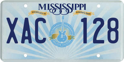 MS license plate XAC128