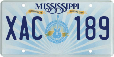 MS license plate XAC189