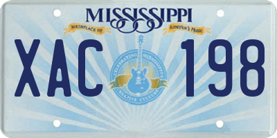 MS license plate XAC198