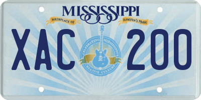 MS license plate XAC200