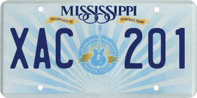 MS license plate XAC201