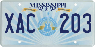 MS license plate XAC203