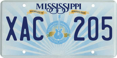 MS license plate XAC205