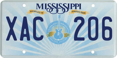 MS license plate XAC206