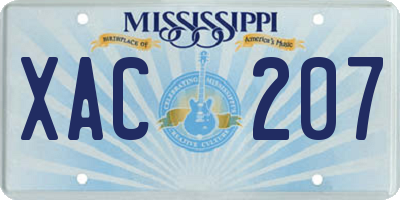 MS license plate XAC207