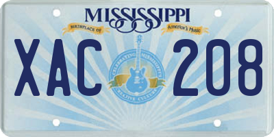 MS license plate XAC208
